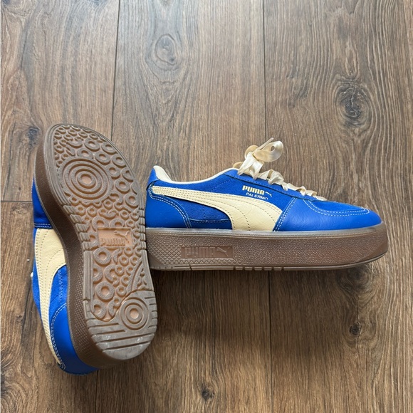 Puma Palermo Free People Blue and Cream Sneakers - Picture 3 of 4